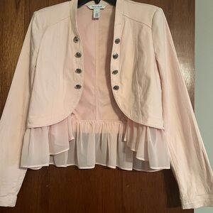 White House Black Market Light Pink Ruffled Blazer